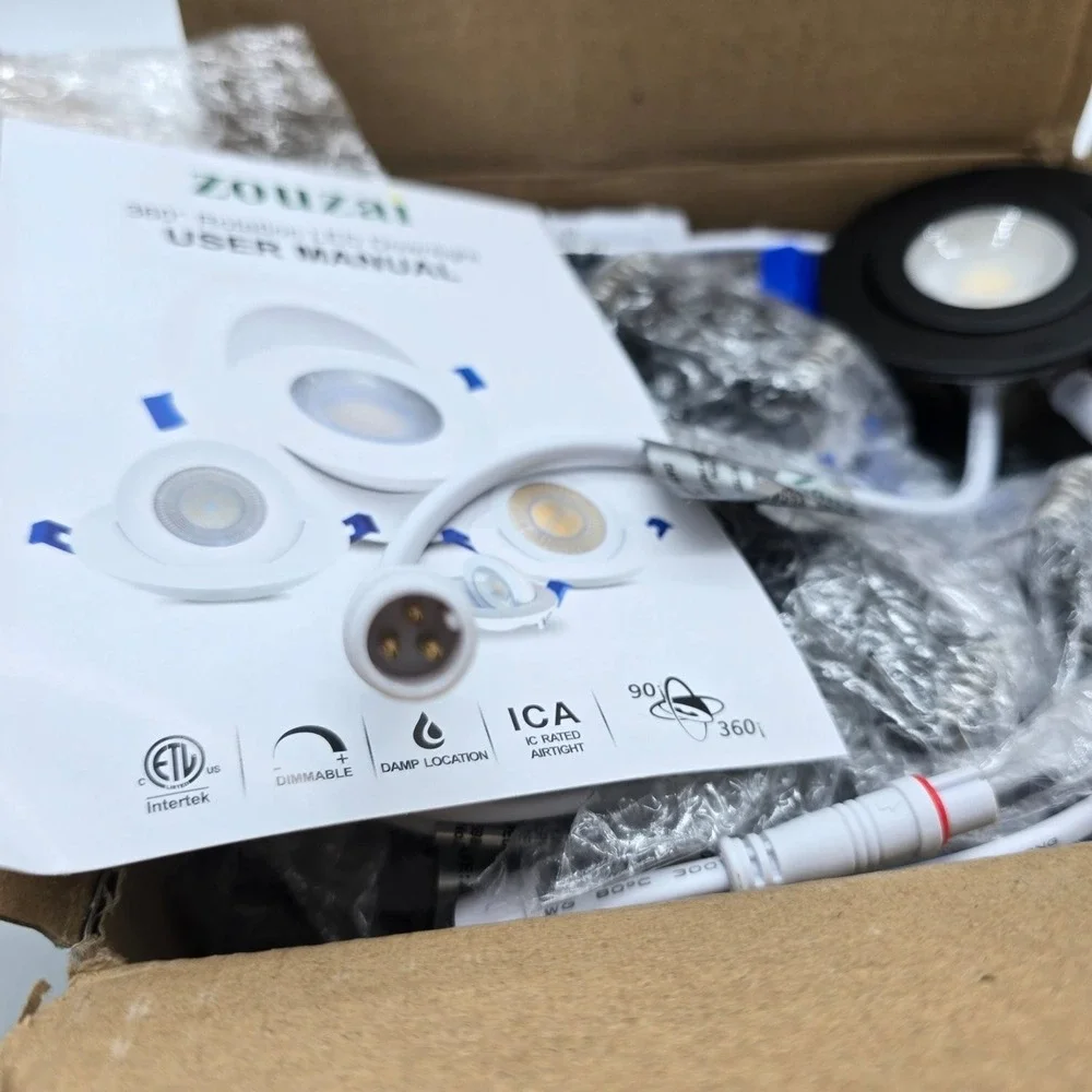 zouzai 2 Inch LED Recessed Downlight 6 Pack 5W 550LM Black 5CCT Dimmable Gimbal